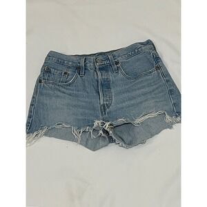 Levi's 501 Jean shorts women 27 big E Button Fly Cutoff Raw Hem S58022 hi rise